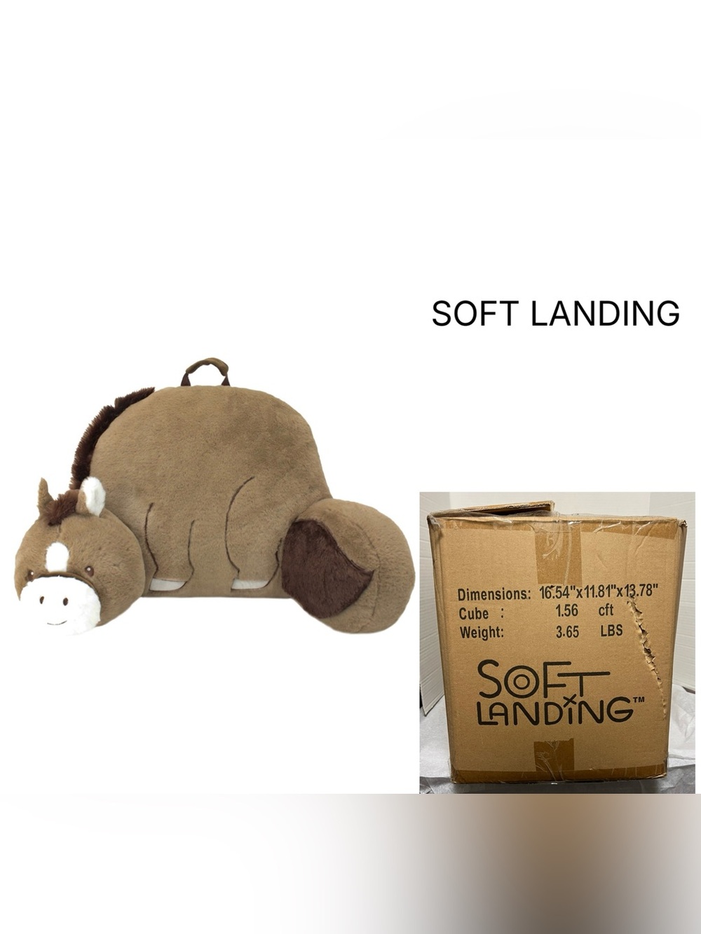 SOFT LANDING - NWT - CHILDREN’S PLUSH HORSE READING PILLOW / NESTING NOOK